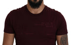 Dolce &amp; Gabbana Maroon Printed Short Sleeves Men T-shirt