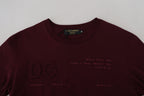 Dolce &amp; Gabbana Maroon Printed Short Sleeves Men T-shirt