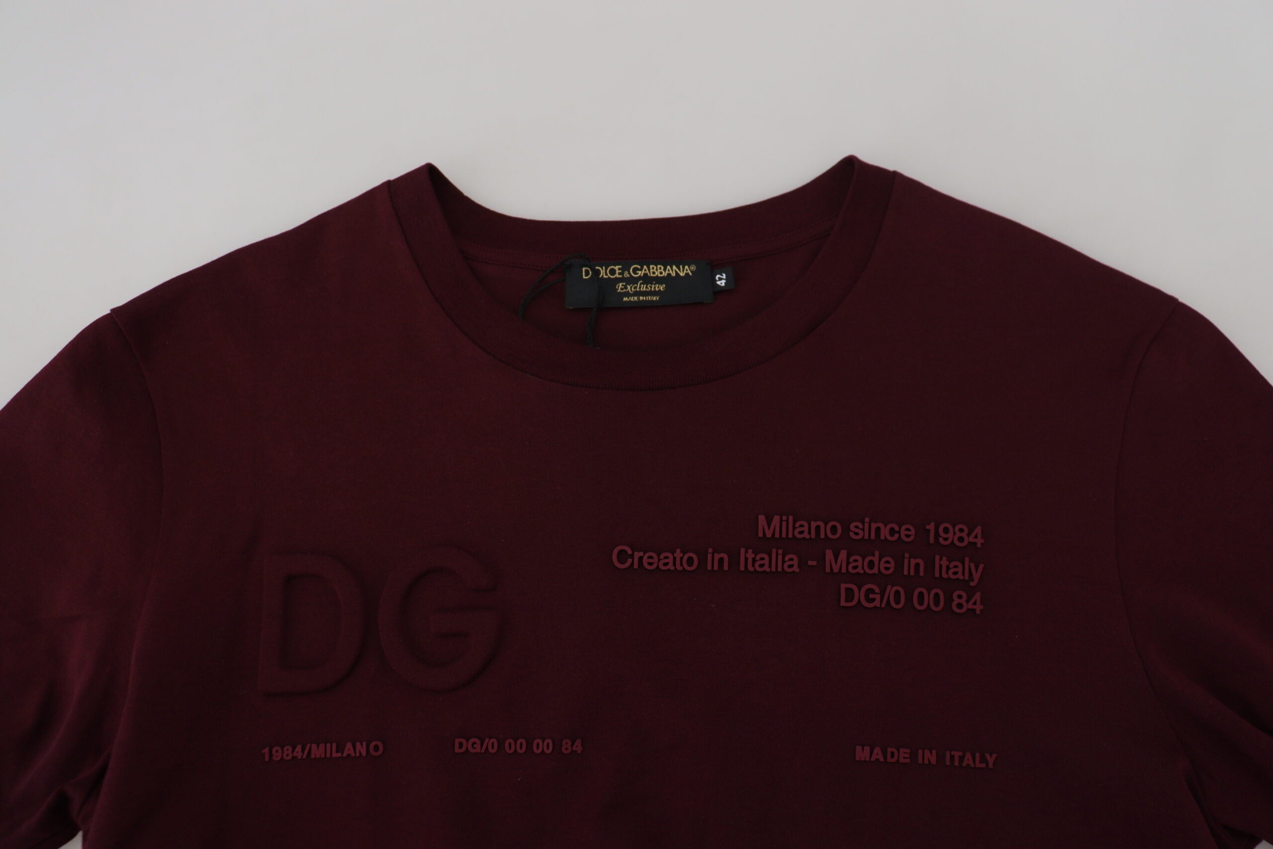 Dolce &amp; Gabbana Maroon Printed Short Sleeves Men T-shirt