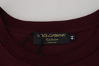 Dolce &amp; Gabbana Maroon Printed Short Sleeves Men T-shirt