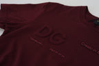Dolce &amp; Gabbana Maroon Printed Short Sleeves Men T-shirt