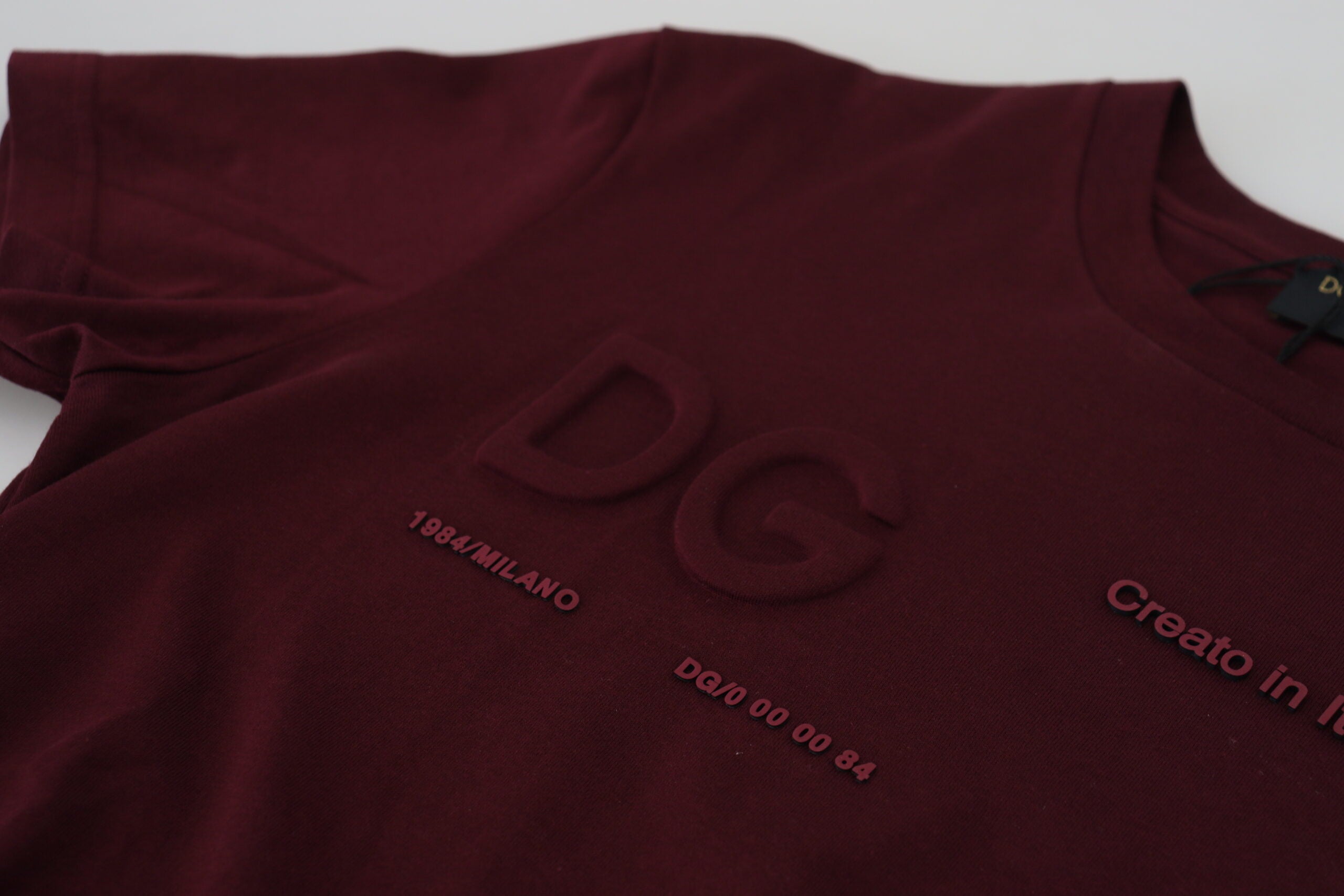 Dolce &amp; Gabbana Maroon Printed Short Sleeves Men T-shirt