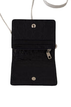 Dolce &amp; Gabbana Blue White Caiman Leather Strap Card Holder Wallet