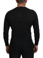 Dolce & Gabbana Gray Cashmere V-neck Gold Heart Sweater
