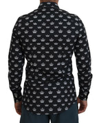 Dolce &amp; Gabbana Black Crown Print GOLD Slim Shirt