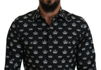 Dolce &amp; Gabbana Black Crown Print GOLD Slim Shirt