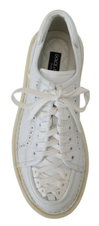 Dolce &amp; Gabbana White Leather Low Top Oxford Sneakers Casual Shoes