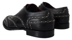Dolce &amp; Gabbana Black Leather Derby Dress Studded Shoes
