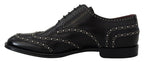 Dolce &amp; Gabbana Black Leather Derby Dress Studded Shoes