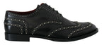 Dolce &amp; Gabbana Black Leather Derby Dress Studded Shoes