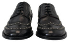 Dolce &amp; Gabbana Black Leather Derby Dress Studded Shoes