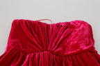 Dolce &amp; Gabbana Pink Viscose Stretch Strapless A-line Dress