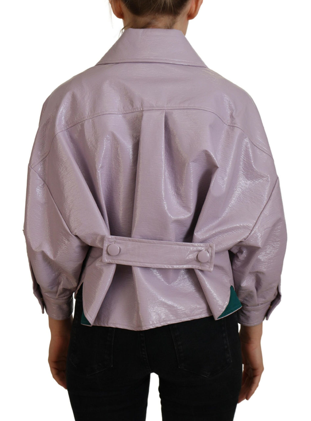 Dolce &amp; Gabbana Purple Cotton Button Down Cropped Jacket