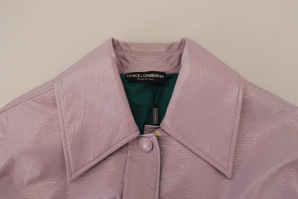 Dolce &amp; Gabbana Purple Cotton Button Down Cropped Jacket
