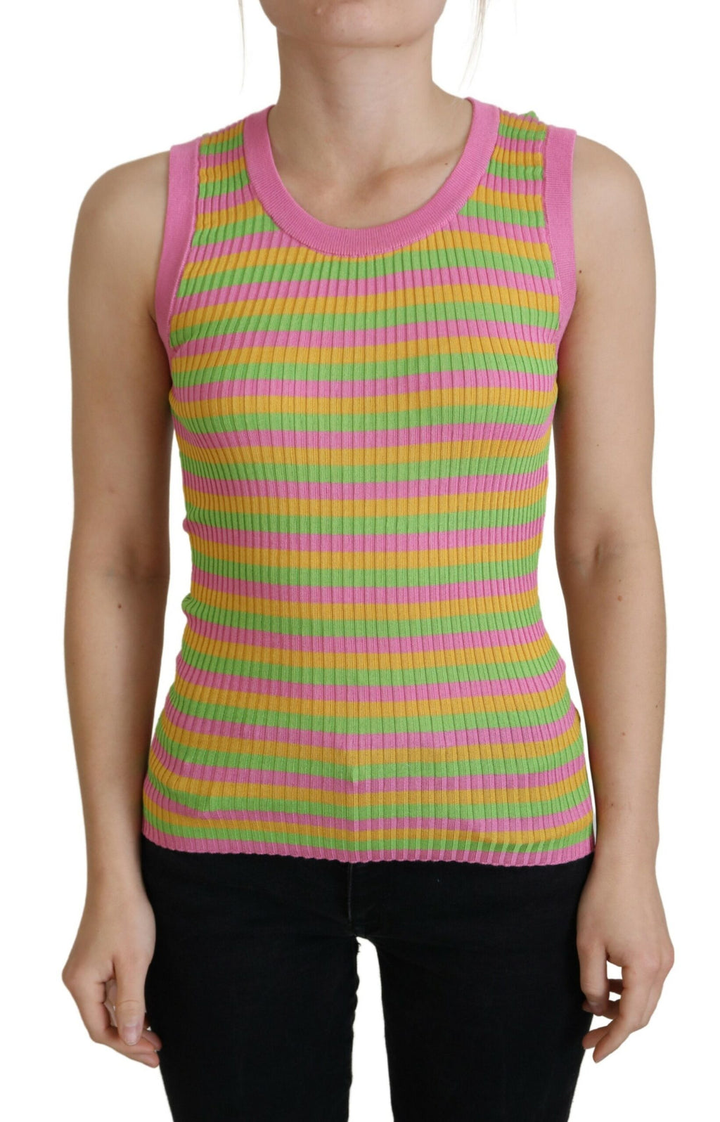Dolce &amp; Gabbana Multicolor Silk Vest Pullover Tank Top