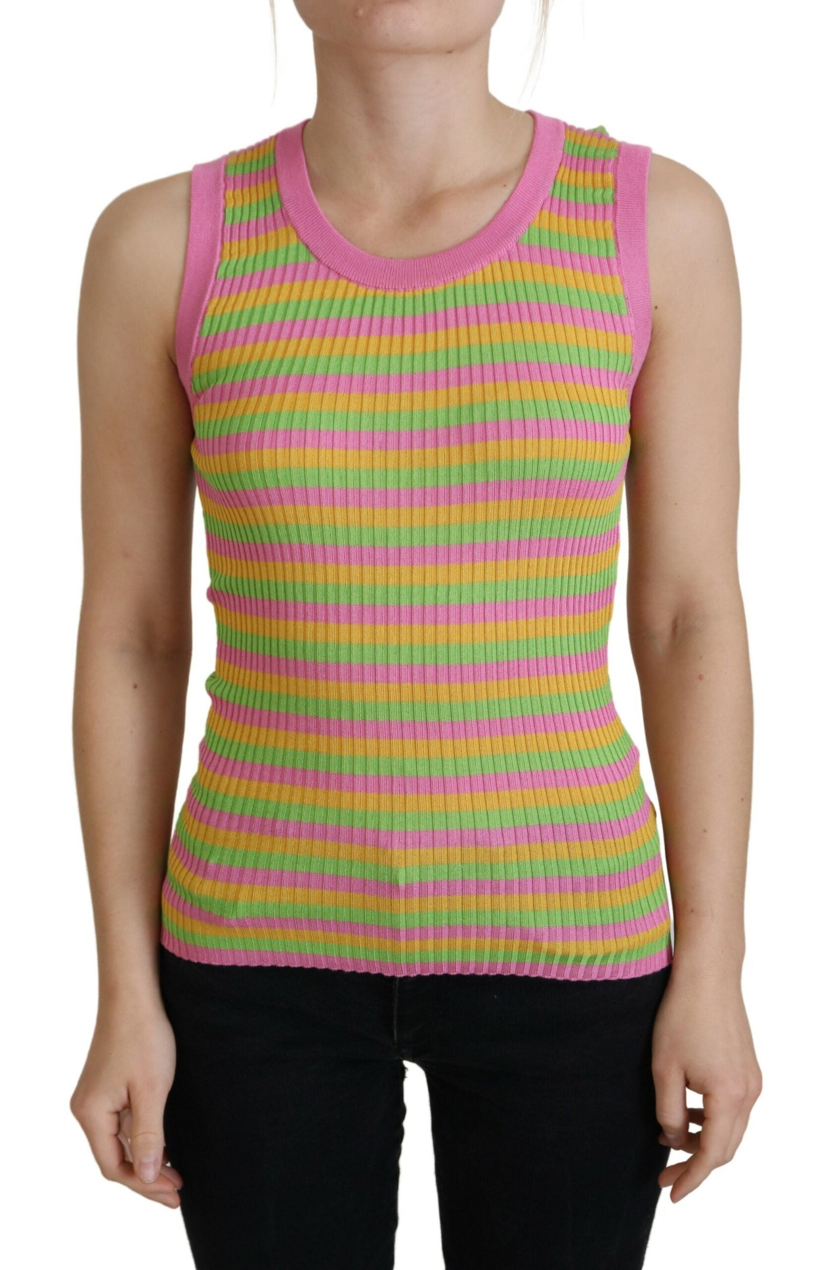 Dolce &amp; Gabbana Multicolor Silk Vest Pullover Tank Top