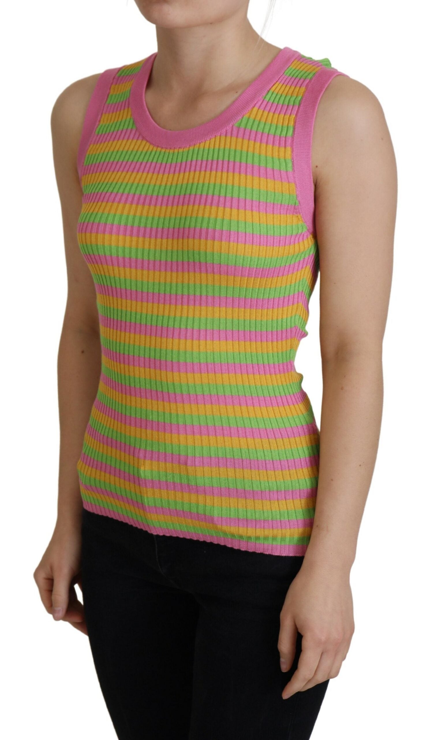 Dolce &amp; Gabbana Multicolor Silk Vest Pullover Tank Top