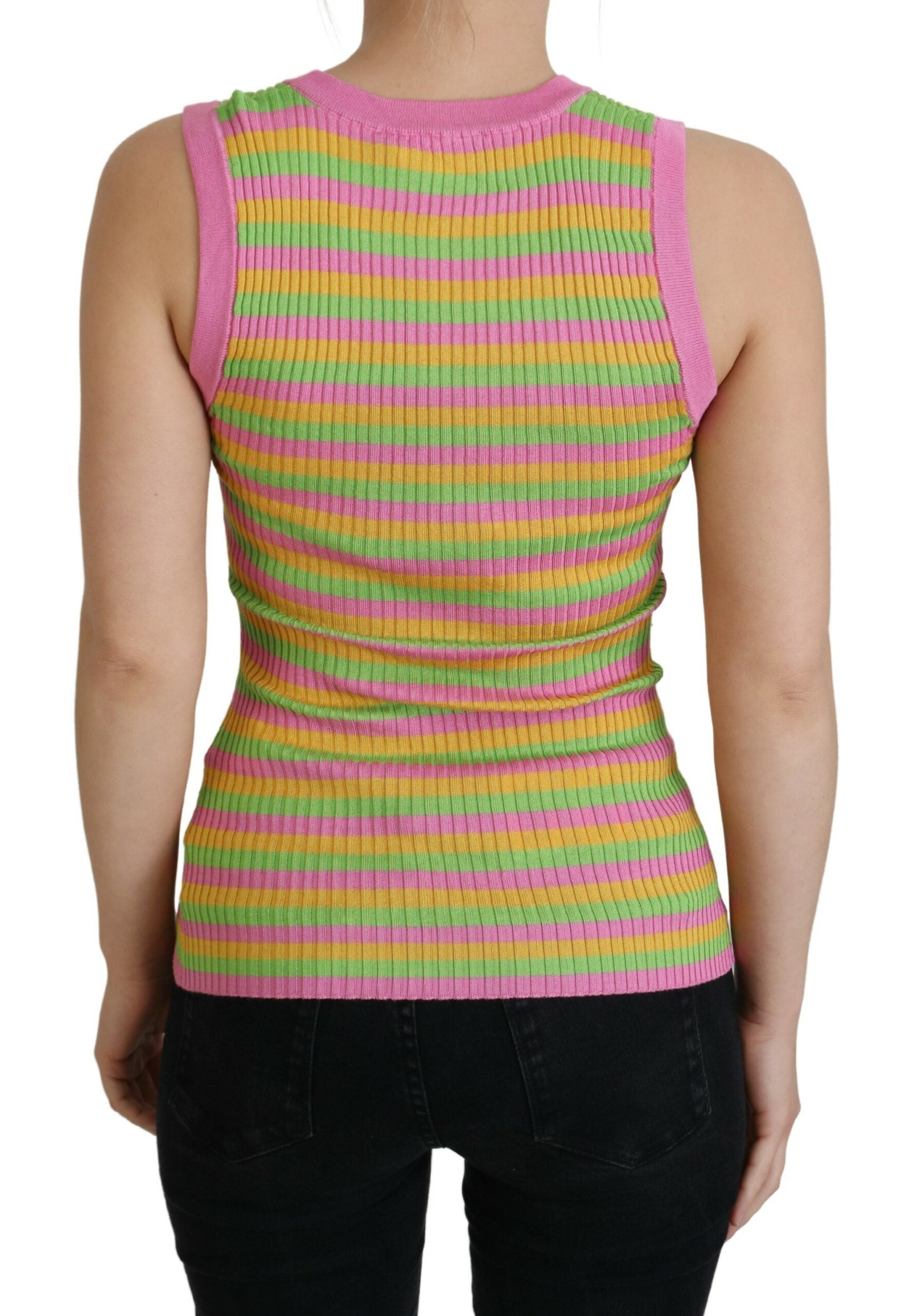 Dolce &amp; Gabbana Multicolor Silk Vest Pullover Tank Top