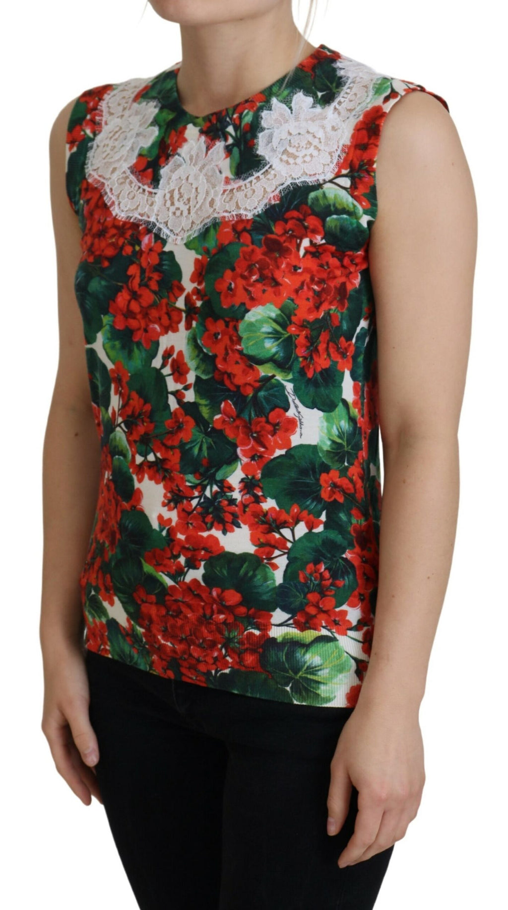 Dolce &amp; Gabbana White Floral Wool Lace Vest Tank Top