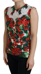 Dolce &amp; Gabbana White Floral Wool Lace Vest Tank Top