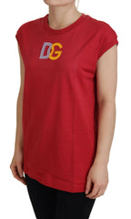 Dolce &amp; Gabbana Red Cotton DG Logo Tank Top T-shirt