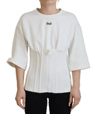 Dolce &amp; Gabbana White Corset Stretch Cotton Top T-shirt