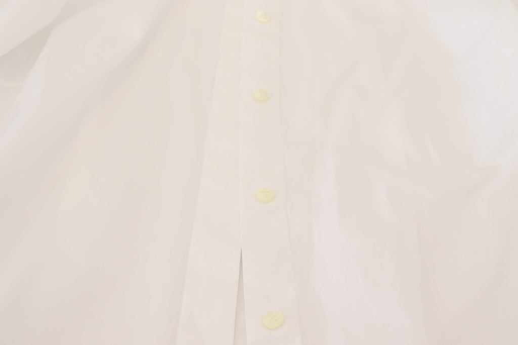 Dolce &amp; Gabbana White Cotton Collared Long Sleeves Formal Top