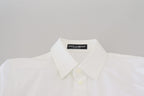 Dolce &amp; Gabbana White Cotton Collared Long Sleeves Formal Top