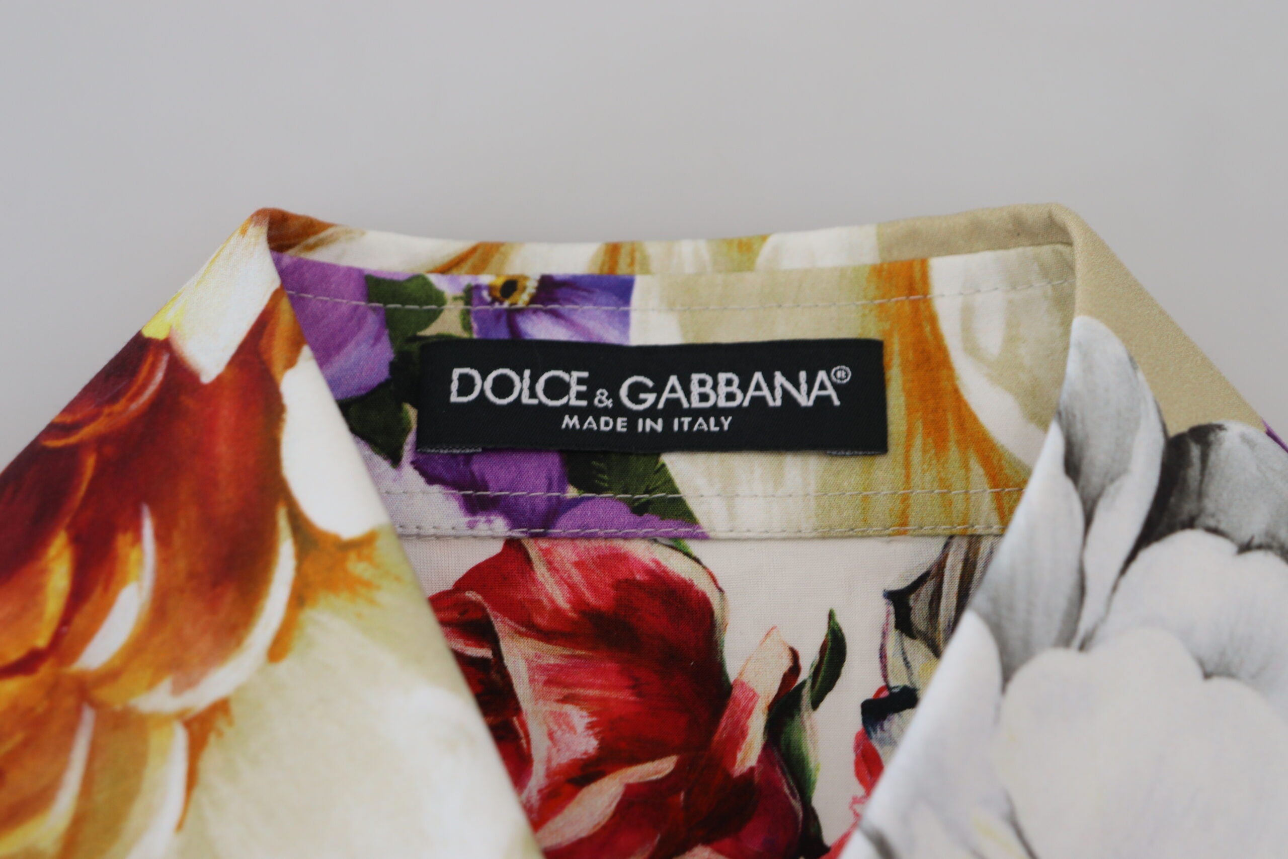 Dolce &amp; Gabbana Multicolor Floral Cotton Collared Blouse Top