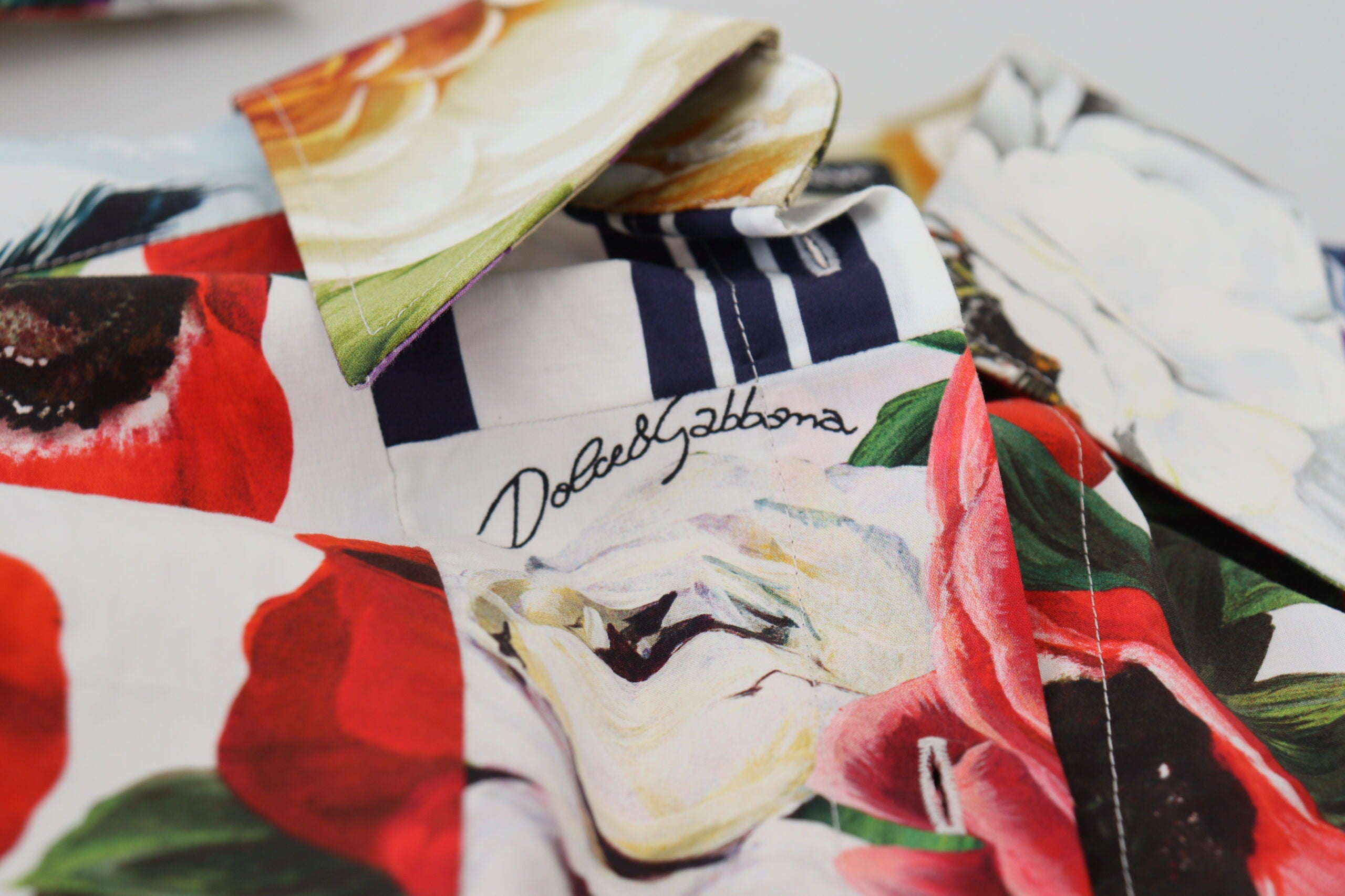 Dolce &amp; Gabbana Multicolor Floral Cotton Collared Blouse Top