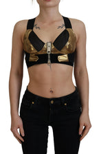 Dolce &amp; Gabbana Black Gold Sleeveless Cropped Bustier Top