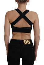 Dolce &amp; Gabbana Black Gold Sleeveless Cropped Bustier Top