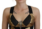 Dolce &amp; Gabbana Black Gold Sleeveless Cropped Bustier Top