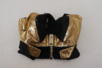 Dolce &amp; Gabbana Black Gold Sleeveless Cropped Bustier Top