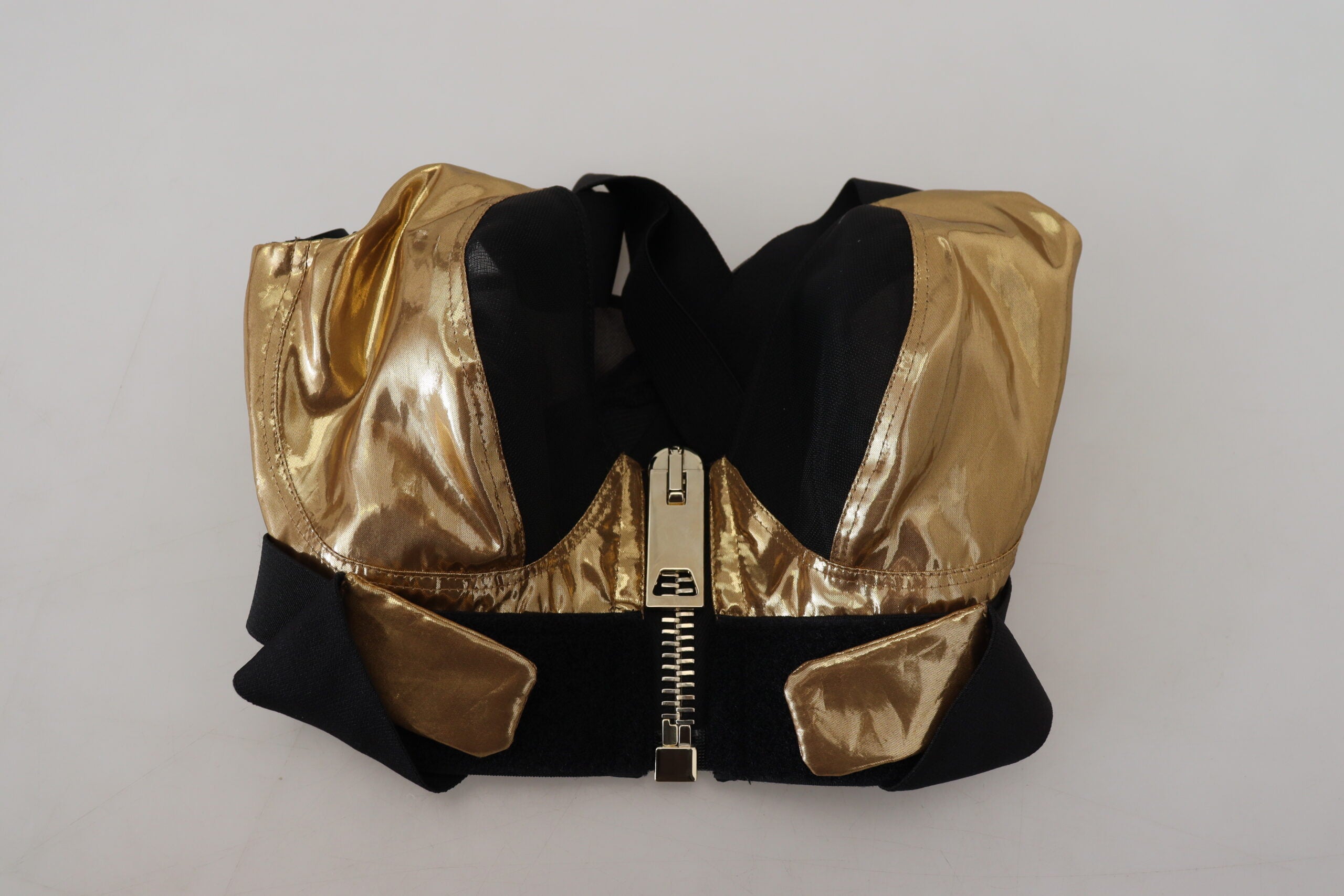 Dolce &amp; Gabbana Black Gold Sleeveless Cropped Bustier Top