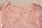 Dolce &amp; Gabbana Pink Floral Lace Sleeveless Tank Blouse Top