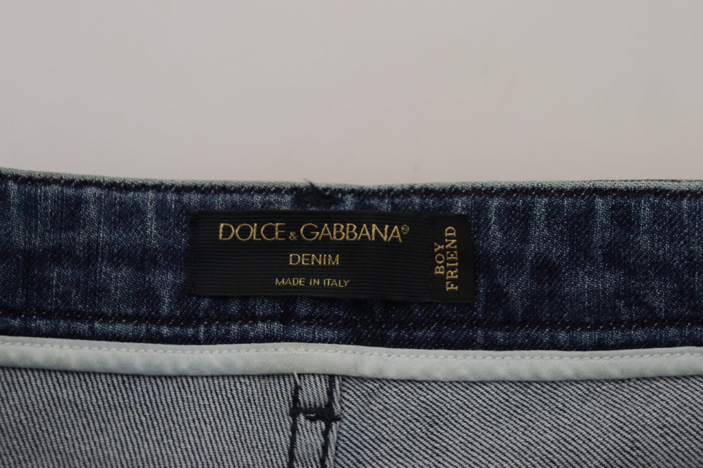Dolce &amp; Gabbana Yellow Leopard Cotton Straight Denim Jeans