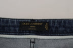 Dolce &amp; Gabbana Yellow Leopard Cotton Straight Denim Jeans