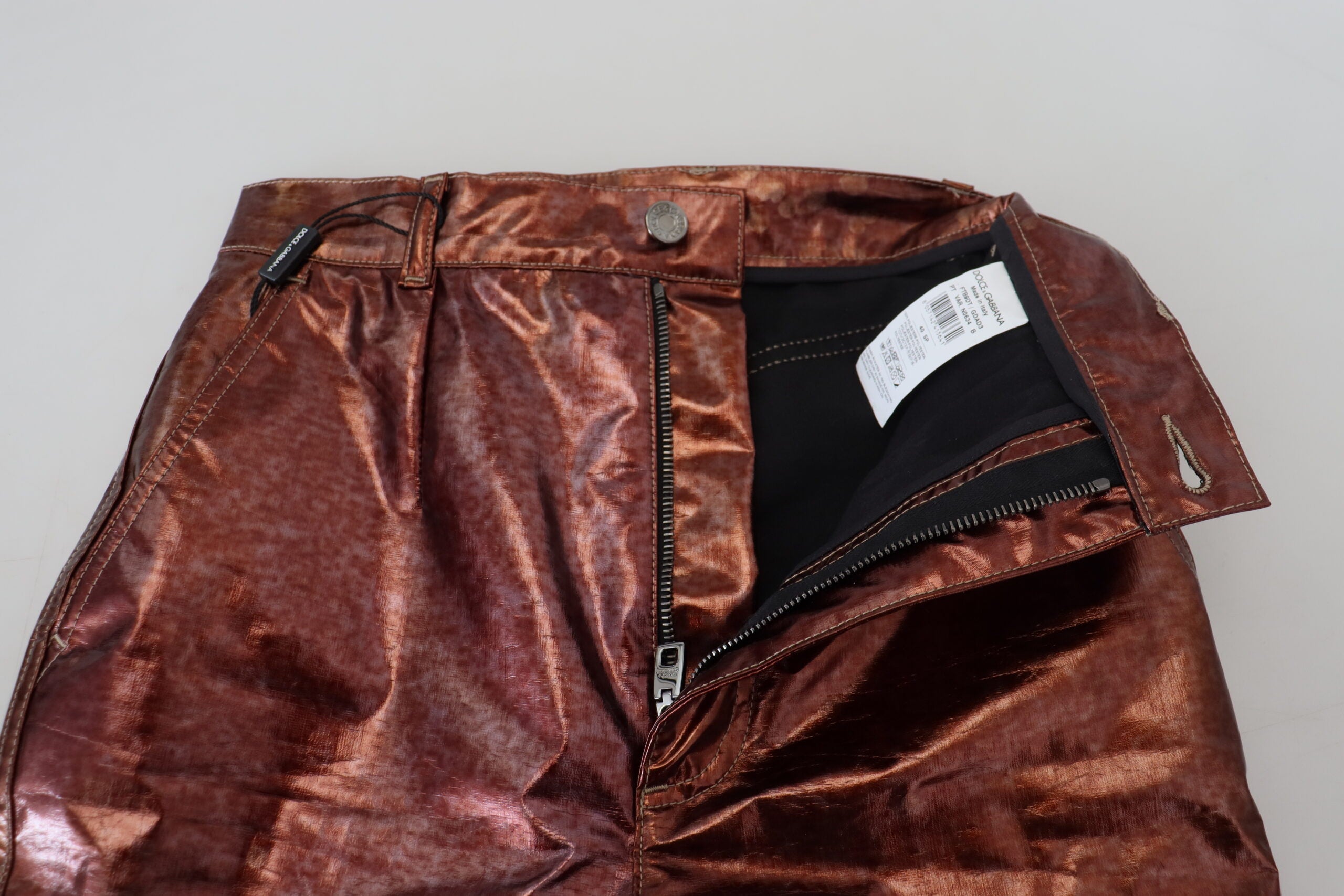 Dolce &amp; Gabbana Metallic Bronze High Waist Skinny Jeans