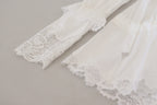 Dolce &amp; Gabbana White Cotton Lace Trim Turtle Neck Blouse Top