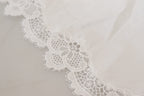 Dolce &amp; Gabbana White Cotton Lace Trim Turtle Neck Blouse Top