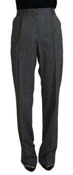 Dolce &amp; Gabbana Gray High Waist Women Wool Pants