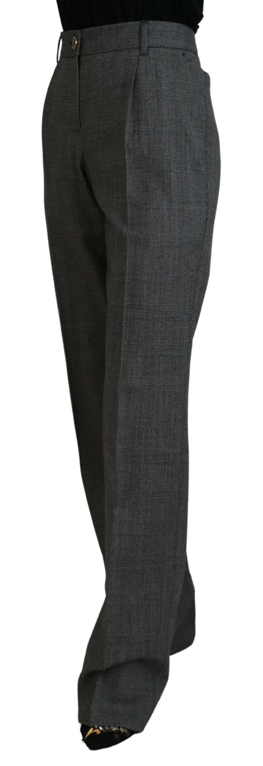 Dolce &amp; Gabbana Gray High Waist Women Wool Pants