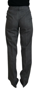 Dolce &amp; Gabbana Gray High Waist Women Wool Pants