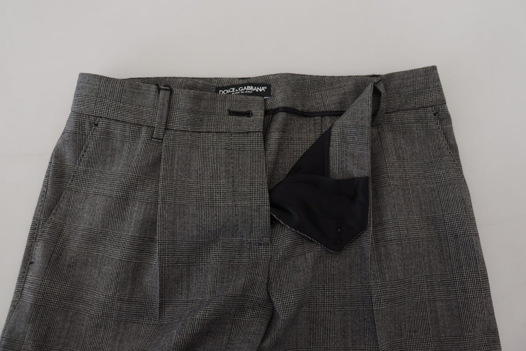 Dolce &amp; Gabbana Gray High Waist Women Wool Pants