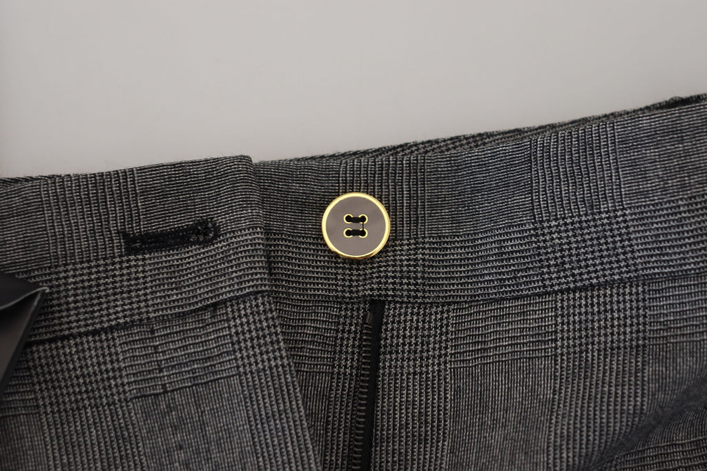 Dolce &amp; Gabbana Gray High Waist Women Wool Pants