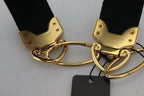 Dolce &amp; Gabbana Black Gold Logo Print Brass Bag Shoulder Strap