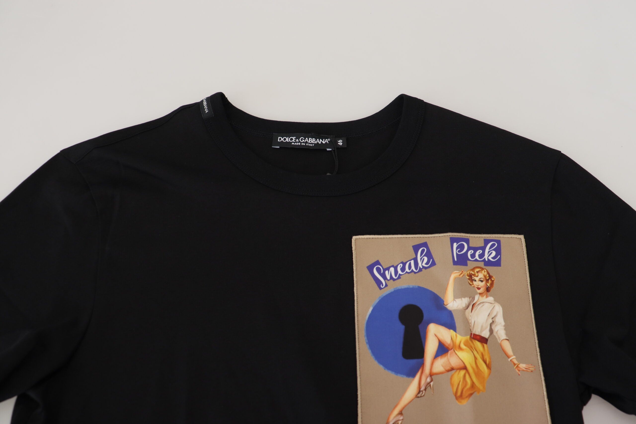 Dolce &amp; Gabbana Black Sneak Peek Cotton Short Sleeve T-shirt
