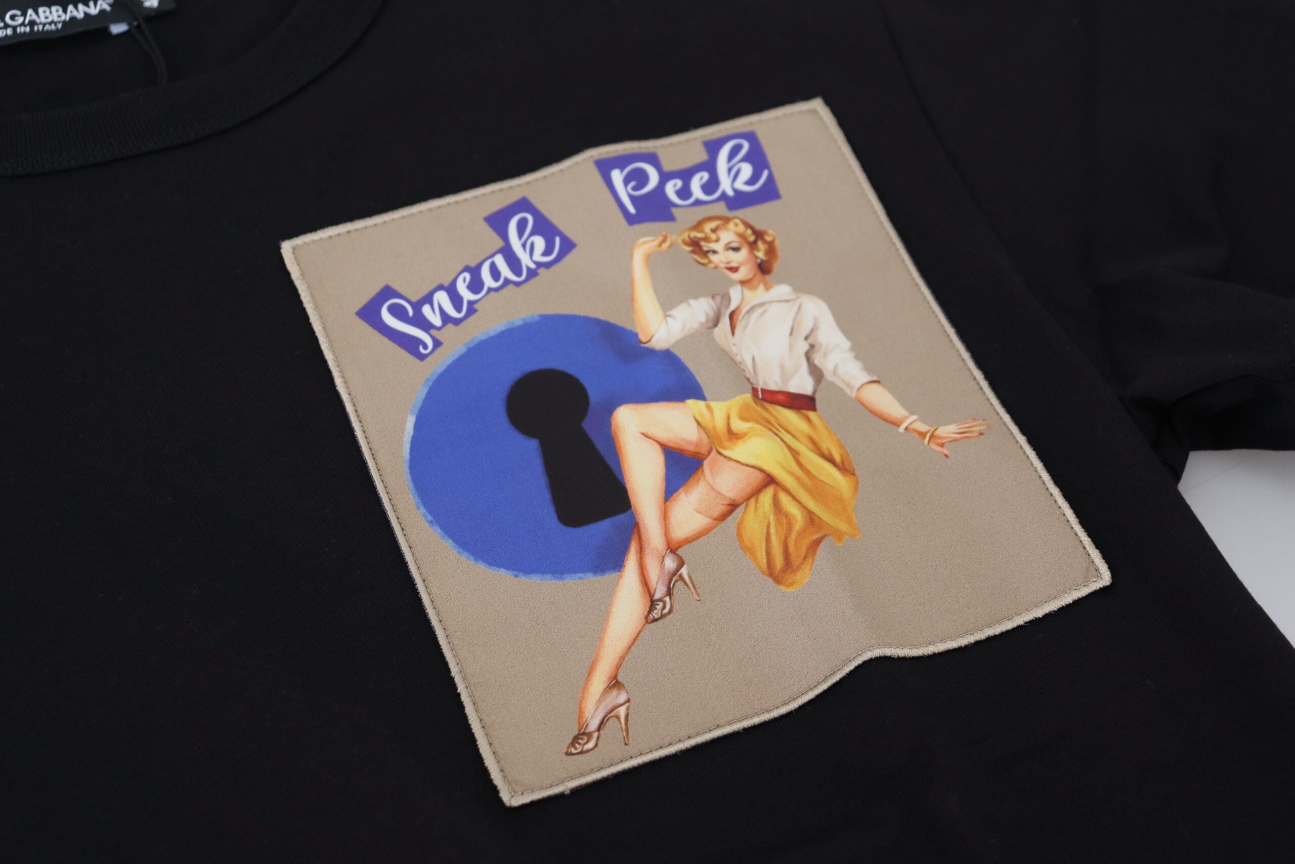Dolce &amp; Gabbana Black Sneak Peek Cotton Short Sleeve T-shirt