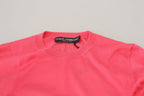 Dolce &amp; Gabbana Pink Silk Cropped Crewneck Pullover Sweater